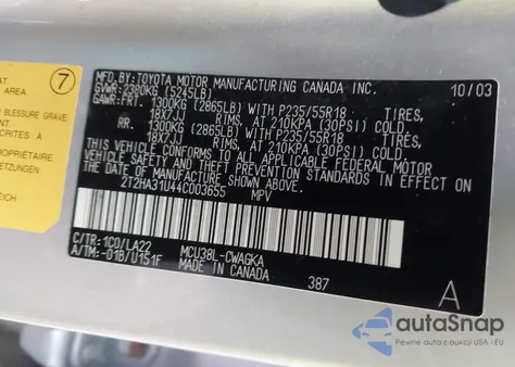 2004 Lexus Rx 330 from USA, damaged, VIN 2T2HA31U44C003655